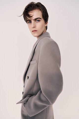 Manteau en laine à double boutonnage - Marron