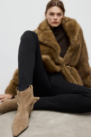 Bottines daim talon kitten - Beige