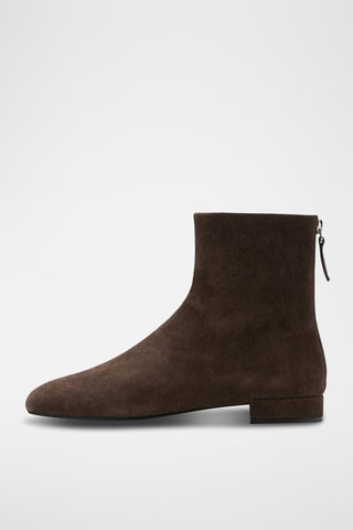 Bottines en daim bout rond - Marron