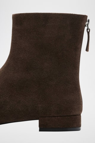 Bottines en daim bout rond - Marron