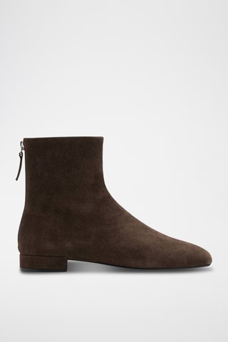 Bottines en daim bout rond - Marron