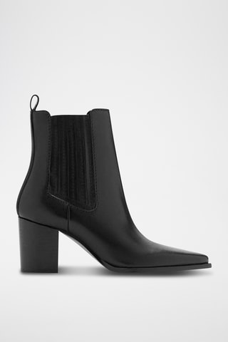 Bottine bout en cuir - Noir