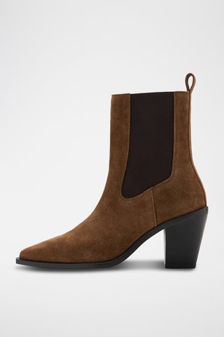 Bottines en daim bout empiècements - Marron