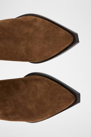Bottines en daim bout empiècements - Marron