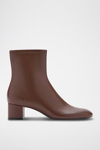 Bottines bloc bout rond - Marron