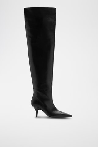 Botte en cuir à tige haute - Noir