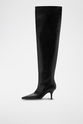 Botte en cuir à tige haute - Noir