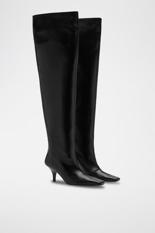 Botte en cuir à tige haute - Noir