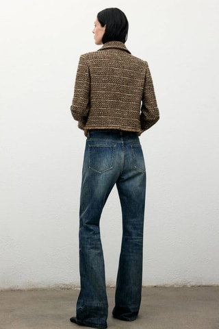 Veste tweed col fourrure - Marron