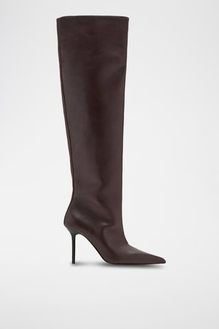 Botte en cuir à tige haute - Bordeaux