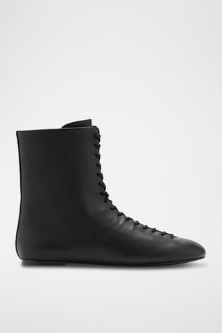 Bottines cuir lacets - Noir