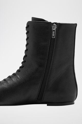 Bottines cuir lacets - Noir