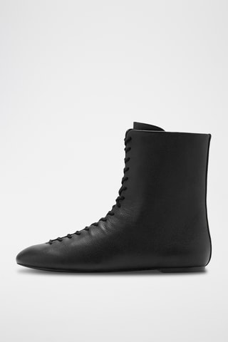 Bottines cuir lacets - Noir
