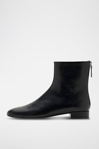 Bottines cuir zip - Noir