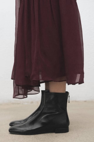 Bottines cuir zip - Noir