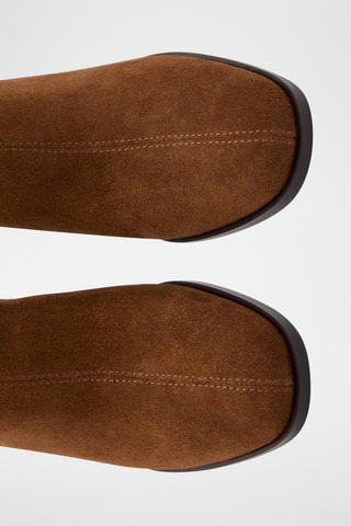 Bottines suède talon bloc - Marron