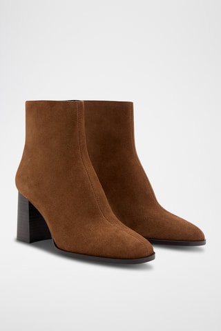 Bottines suède talon bloc - Marron