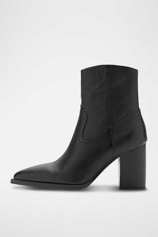 Bottine bout en cuir - Noir