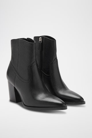 Bottine bout en cuir - Noir