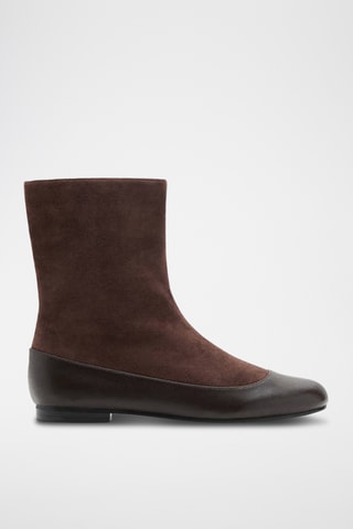 Bottines cuir combinées - Marron