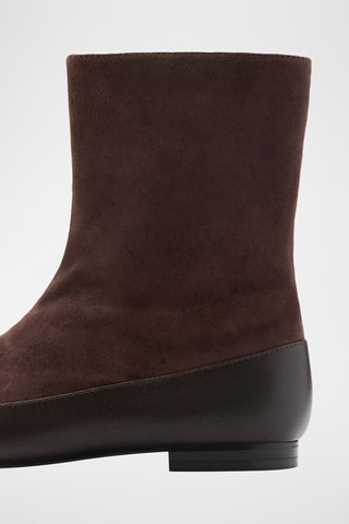 Bottines cuir combinées - Marron