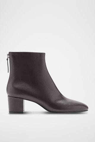 Bottines cuir talon bloc - Marron