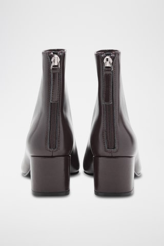 Bottines cuir talon bloc - Marron