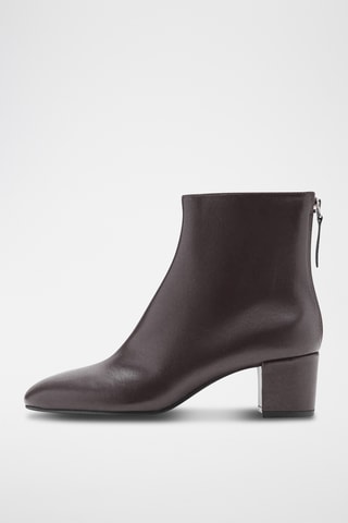 Bottines cuir talon bloc - Marron