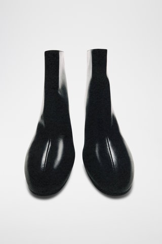 Bottines cuir talon bloc - Noir