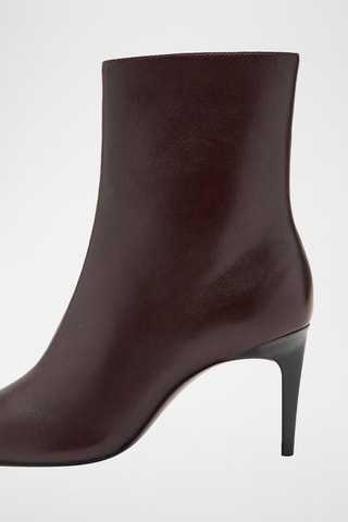 Bottine bout en cuir - Marron