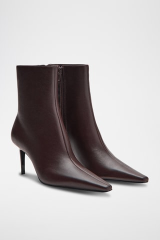 Bottine bout en cuir - Marron