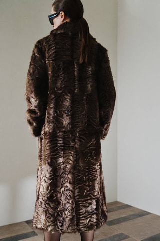 Manteau fausse fourrure texture - Marron