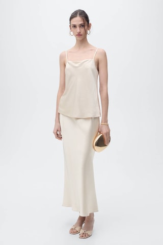 Top satiné encolure drapée - Beige