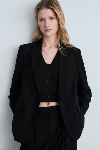 Blazer droit avec poches à rabat - Noir