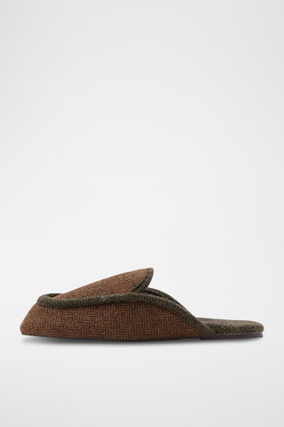 Chaussons ouverts à l’arrière en tissu à chevrons - Marron