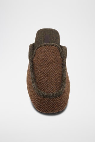 Chaussons ouverts à l’arrière en tissu à chevrons - Marron
