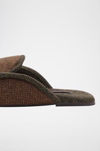 Chaussons ouverts à l’arrière en tissu à chevrons - Marron