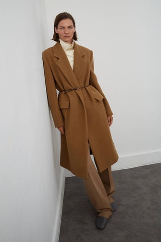 Manteau en laine à revers - Marron