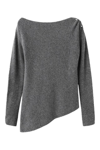 Pull asymétrique détail métallique - Gris chiné