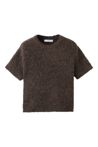 Pull en maille bouclée et manches courtes - Marron