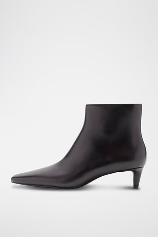 Bottines cuir talon kitten heel - Marron