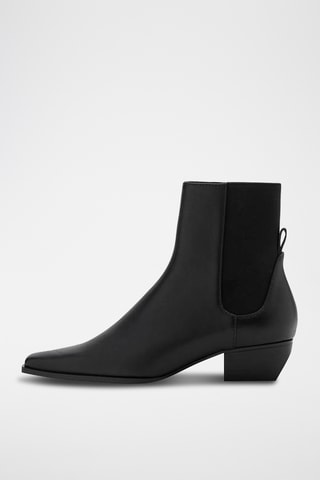Bottines cuir à talon - Noir