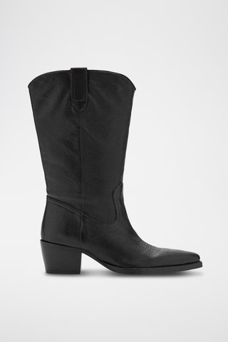 Bottine bout en cuir - Marron