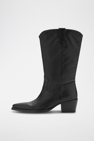 Bottine bout en cuir - Marron