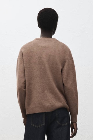 Pull oversize liseré côtelé - Marron
