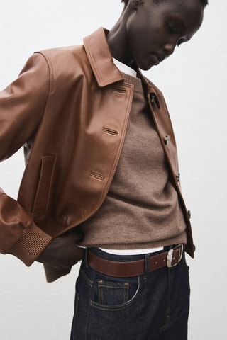 Pull oversize liseré côtelé - Marron