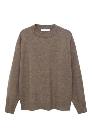 Pull oversize liseré côtelé - Marron