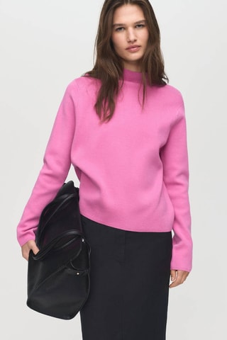 Pull-over maille col montant - Fuchsia