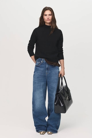 Pull-over maille col montant - Noir