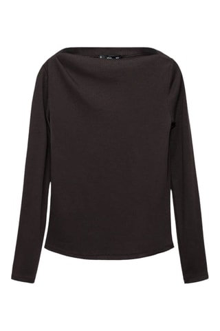 T-shirt col bateau manches longues - Marron